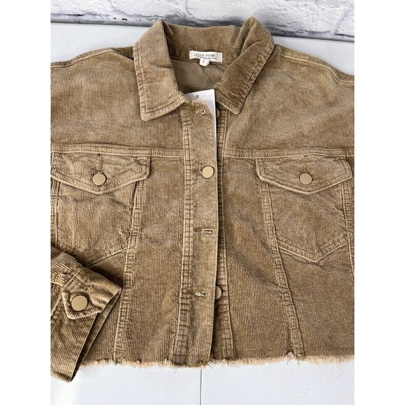 12TH TRIBE Women's Beige Corduroy Crop Button Front Jacket NWT Large - Picture 2 of 6